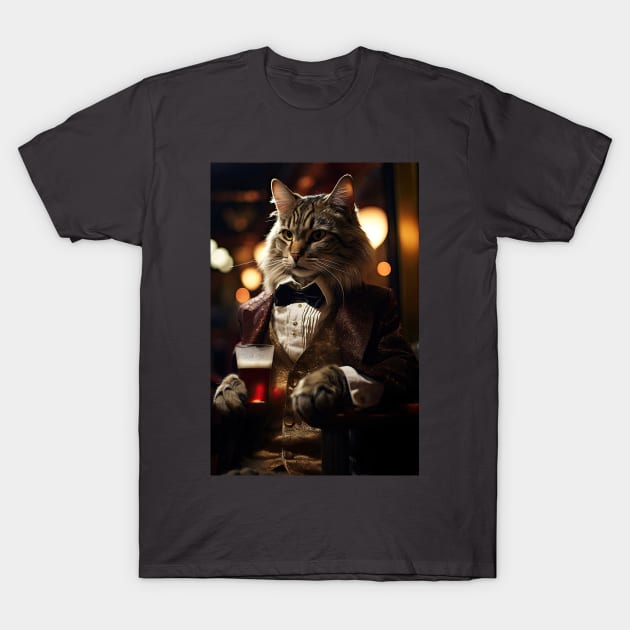 Dapper Tabby Cat with Beer T-Shirt by JensenArtCo